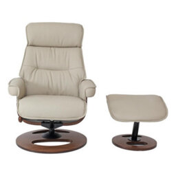 Morris Living The Newton Swivel Recliner Chair & Matching Footstool - Mushroom Leather - thumbnail 4