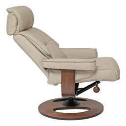 Morris Living The Newton Swivel Recliner Chair & Matching Footstool - Mushroom Leather - thumbnail 7