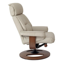 Morris Living The Newton Swivel Recliner Chair & Matching Footstool - Mushroom Leather - thumbnail 5