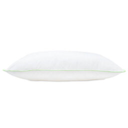 Lancashire Textiles Cotton Pillow Pack Of 2, Green Piping Edge, Hollowfibre Filled Medium Firmness And Support Bed Cushion  - thumbnail 1
