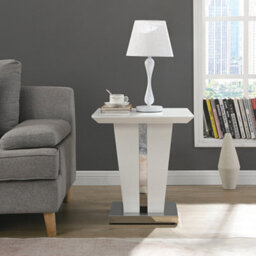 Furniture in Fashion Memphis High Gloss Lamp Table In White With Glass Top - thumbnail 2