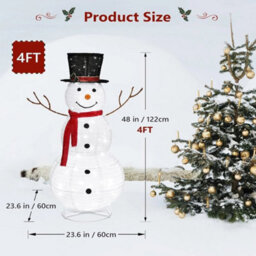 4Ft Lighted Christmas Snowman Pre Lit Outdoor/indoor Xmas Decoration With 90 Led - thumbnail 2