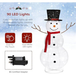 4Ft Lighted Christmas Snowman Pre Lit Outdoor/indoor Xmas Decoration With 90 Led - thumbnail 5