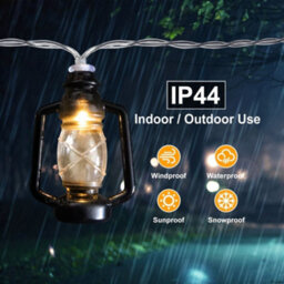 Long Life Lamps Company Outdoor Or Indoor Mini Lantern 20 Led String Lights Ip44 Mains Powered 2500K Lansl01 - thumbnail 6