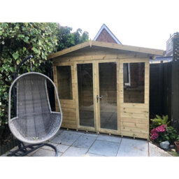 Marlborough - 9 X 11 Pressure Treated T&g Wooden Summerhouse + Overhang + Long Windows (9Ft X 11Ft) / (9' X 11') (9X11) - thumbnail 9