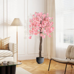Gainoom 163Cm Tall Pink Artificial Cherry Blossom Tree Faux Flower Plant In Nursery Pot