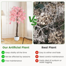 Gainoom 163Cm Tall Pink Artificial Cherry Blossom Tree Faux Flower Plant In Nursery Pot - thumbnail 7