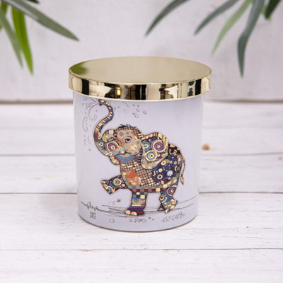 Annibells Giraffe Sloth Elephant White Glass Scented Soy Candle (15879) - Elephant