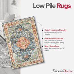 Decoranddecor Rug, Washable Rugs, Kitchen Rugs, Bath Mats, 60X90Cm, Non-Slip, Pet Friendly, Low Pile, Persian Rug - Avenza - thumbnail 2