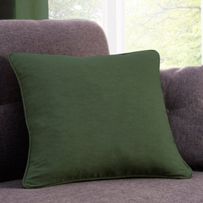 Fusion Sorbonne Luxury Plain Dyed 100% Cotton Bottle Green Filled Cushion - image 1