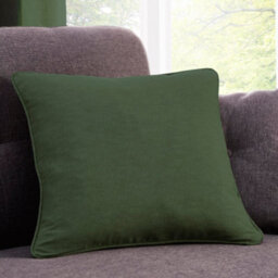 Fusion Sorbonne Luxury Plain Dyed 100% Cotton Bottle Green Filled Cushion