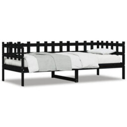 Berkfield Day Bed Black 90X190 Cm Solid Wood Pine - thumbnail 2