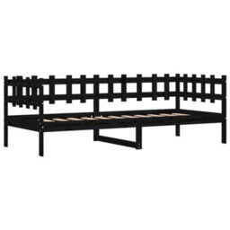 Berkfield Day Bed Black 90X190 Cm Solid Wood Pine - thumbnail 5