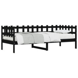 Berkfield Day Bed Black 90X190 Cm Solid Wood Pine - thumbnail 3