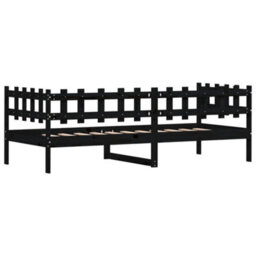 Berkfield Day Bed Black 90X190 Cm Solid Wood Pine - thumbnail 7