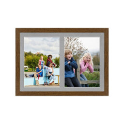 AK Frames 20X14 Dark Oak Modern Multi Photo Frame With Silver Mount - Holds 2 Apertures (2X) A4 Photos - thumbnail 1