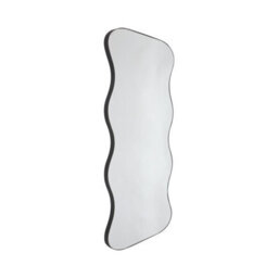 Biznest Rectangle Chic Wavy Border Design Wall Mounted Mirror Black Tone Metal Frame Home Decor Clear Reflection Surface 120X58 Cm - thumbnail 3