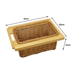 MonsterShop Pull Out Wicker Basket Drawer 500mm Kitchen Storage Solution 100% Handmade Rattan Free Fixing Kit - thumbnail 3