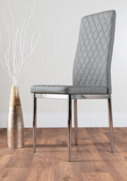 Furniturebox Uk Carson White Marble Effect Dining Table & 6 Grey Milan Chrome Leg Chairs - thumbnail 9