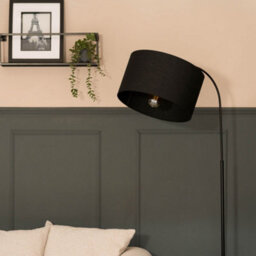 Valuelights Designer Style Black Curved Stem Floor Lamp With Black Cylinder Shade And Bulb - thumbnail 3