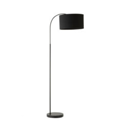 Valuelights Designer Style Black Curved Stem Floor Lamp With Black Cylinder Shade And Bulb - thumbnail 6