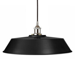 Matt Black Large Chancery Painted Dome Pendant Light With Nickel Lamp Holder And Black Round Cable - Se Home - thumbnail 1