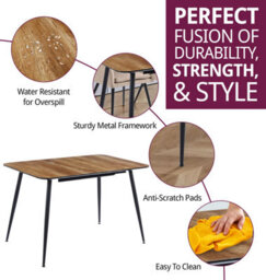 Hallowood Furniture Cullompton Large Extending Dining Table (120-150-180 Cm) With 4 Light Brown Fabric Armed Chairs - thumbnail 2
