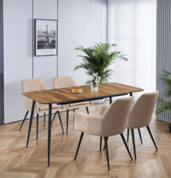 Hallowood Furniture Cullompton Large Extending Dining Table (120-150-180 Cm) With 4 Light Brown Fabric Armed Chairs - thumbnail 1