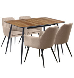 Hallowood Furniture Cullompton Large Extending Dining Table (120-150-180 Cm) With 4 Light Brown Fabric Armed Chairs - thumbnail 8