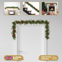 Shatchi 180Cm  Christmas Garland With Berries And Pine Cones Garland For Door & Christmas Decor - thumbnail 3
