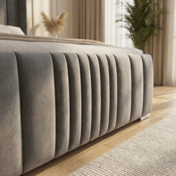 Manhattan Aroma Winged Panel Bed Frame Plush Velvet With Divan Ottoman Gas Lift Storage + Footboard - thumbnail 4