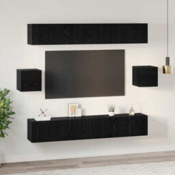 Berkfield Tv Cabinet Set 8 Pcs Black Oak 60 X 30 X 30 Cm Engineered Wood - thumbnail 4