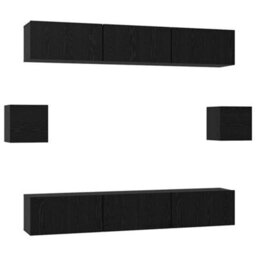 Berkfield Tv Cabinet Set 8 Pcs Black Oak 60 X 30 X 30 Cm Engineered Wood - thumbnail 2