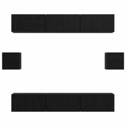 Berkfield Tv Cabinet Set 8 Pcs Black Oak 60 X 30 X 30 Cm Engineered Wood - thumbnail 8
