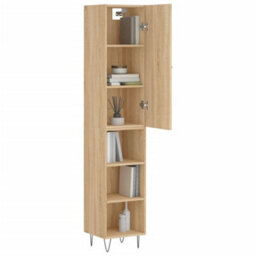 Berkfield Elegant Highboard Sonoma Oak 34.5X34X180 Cm Engineered Wood - thumbnail 3
