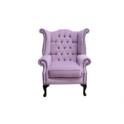 Chesterfield High Back Wing Chair Pimlico Blush Pink Real Fabric In Queen Anne Style - thumbnail 5
