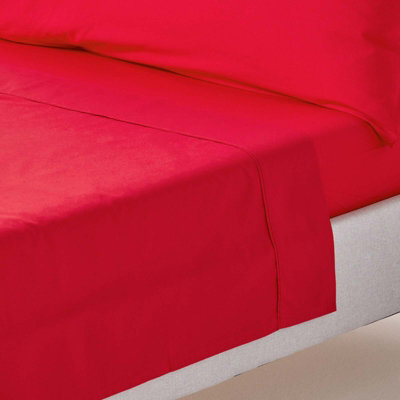 Homescapes Red Egyptian Cotton Flat Sheet 200 Tc, Double - image 1