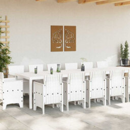 Berkfield Garden Dining Set 15 Pcs White Polt Rattan - thumbnail 3