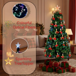 Shatchi 5Ft/150Cm Candle & Bow Fibre Optic Christmas Tree Led Pre-Lit - thumbnail 9