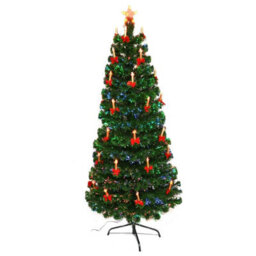 Shatchi 5Ft/150Cm Candle & Bow Fibre Optic Christmas Tree Led Pre-Lit - thumbnail 2