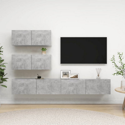 Berkfield 4 Piece Tv Cabinet Set Concrete Grey Engineered Wood - image 1