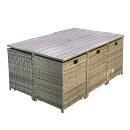 Hestia Rattan Cube 10 Seater Dining Garden Patio Set W/ Parasol Hole - Grey - thumbnail 7
