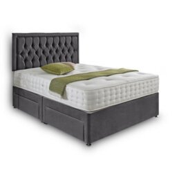 Dining Tables Lisbon Matching Headboard Divan Set, 2 Drawer On Same Side With Sprung 1500 Comfort Mattress - Plush Steel - King - thumbnail 4