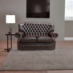 Chesterfield 2 Seater Antique Brown Leather Sofa Bespoke In Monks Style - thumbnail 4