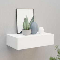 Vidaxl Wall-Mounted Drawer Shelf White 40X23.5X10 Cm Mdf - thumbnail 1