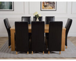That's Furniture Dakota 182 X 92 Cm Chunky Oak Large Dining Table And 8 Chairs Dining Set With Lola Black Leather Chairs - thumbnail 2