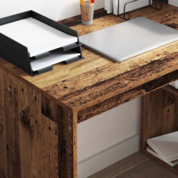 Berkfield Modern Writing Desk Old Wood Engineered Wood Standard Storage - thumbnail 4