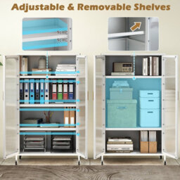 Gainoom 2-Door Metal Storage Cabinet White 5-Tier Tall Kitchen Pantry - thumbnail 6