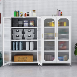 Gainoom 2-Door Metal Storage Cabinet White 5-Tier Tall Kitchen Pantry - thumbnail 5
