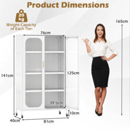 Gainoom 2-Door Metal Storage Cabinet White 5-Tier Tall Kitchen Pantry - thumbnail 2
